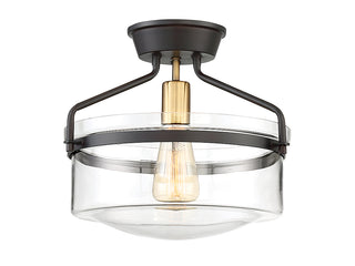 Msemi One Light Semi-Flush Mount in Oil Rubbed Bronze with Natural Brass