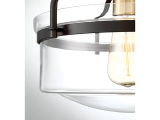 Msemi One Light Semi-Flush Mount in Oil Rubbed Bronze with Natural Brass