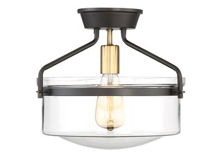 Meridian - M60011ORBNB - One Light Semi-Flush Mount - Msemi - Oil Rubbed Bronze with Natural Brass