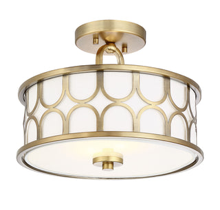 Msemi Two Light Semi-Flush Mount in Natural Brass