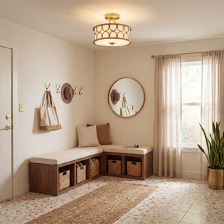 Msemi Two Light Semi-Flush Mount in Natural Brass