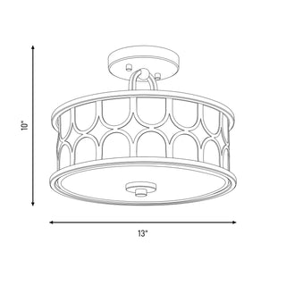 Msemi Two Light Semi-Flush Mount in Natural Brass
