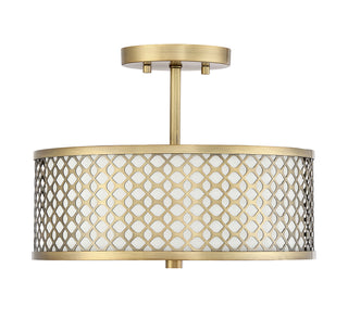 Msemi Two Light Semi-Flush Mount in Natural Brass
