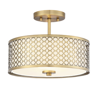 Msemi Two Light Semi-Flush Mount in Natural Brass