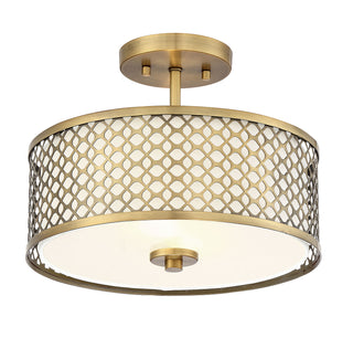 Msemi Two Light Semi-Flush Mount in Natural Brass
