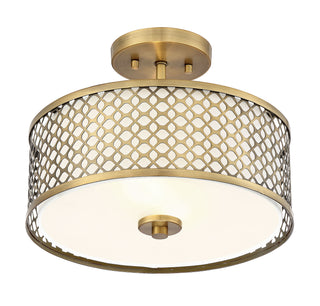Msemi Two Light Semi-Flush Mount in Natural Brass