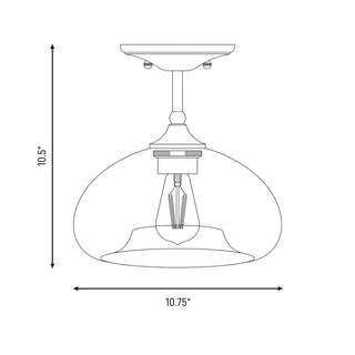 Msemi One Light Semi-Flush Mount in Brushed Nickel