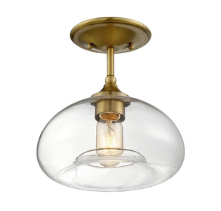 Msemi One Light Semi-Flush Mount in Natural Brass