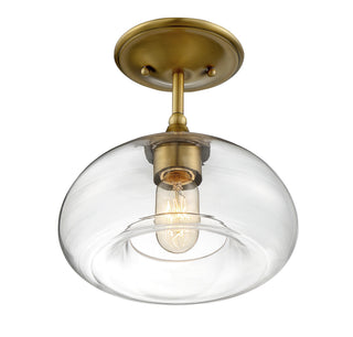 Msemi One Light Semi-Flush Mount in Natural Brass