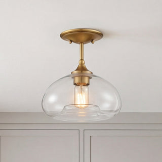 Msemi One Light Semi-Flush Mount in Natural Brass