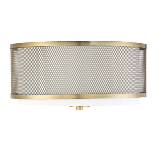 Msemi Three Light Flush Mount in Natural Brass