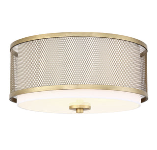 Msemi Three Light Flush Mount in Natural Brass
