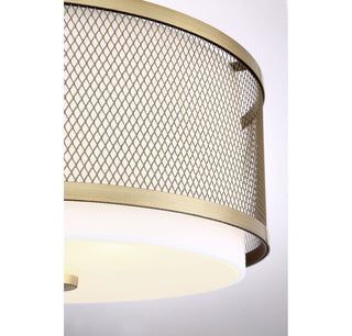 Msemi Three Light Flush Mount in Natural Brass