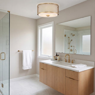 Msemi Three Light Flush Mount in Natural Brass