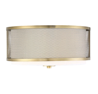 Meridian - M60018NB - Three Light Flush Mount - Msemi - Natural Brass
