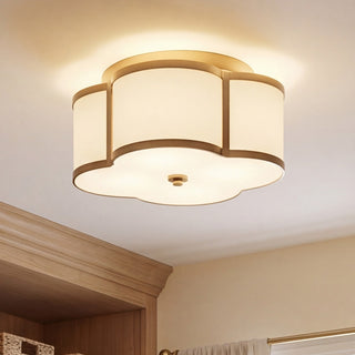 Msemi Three Light Flush Mount in Natural Brass