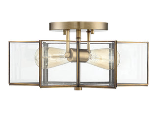 Msemi Two Light Semi-Flush Mount in Natural Brass