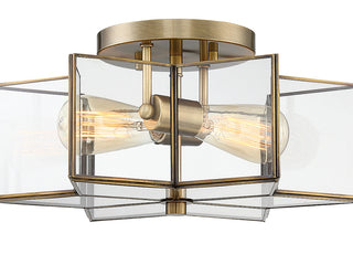 Msemi Two Light Semi-Flush Mount in Natural Brass