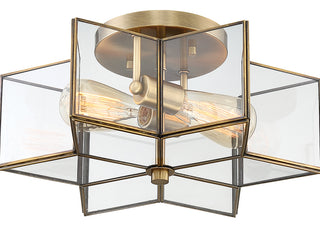 Msemi Two Light Semi-Flush Mount in Natural Brass