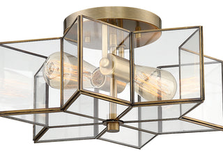 Msemi Two Light Semi-Flush Mount in Natural Brass
