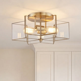 Msemi Two Light Semi-Flush Mount in Natural Brass