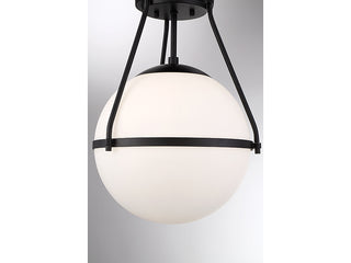 Msemi One Light Semi-Flush Mount in Matte Black