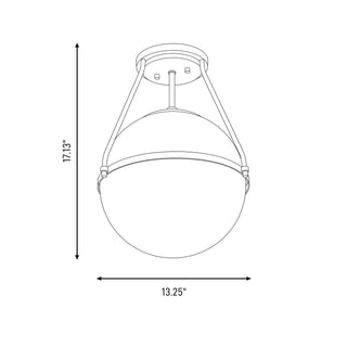 Msemi One Light Semi-Flush Mount in Matte Black