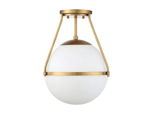 Msemi One Light Semi-Flush Mount in Natural Brass