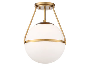 Msemi One Light Semi-Flush Mount in Natural Brass
