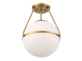 Msemi One Light Semi-Flush Mount in Natural Brass