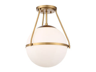 Msemi One Light Semi-Flush Mount in Natural Brass