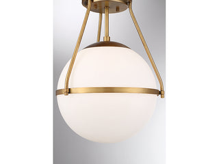 Msemi One Light Semi-Flush Mount in Natural Brass