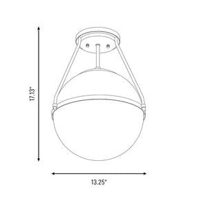 Msemi One Light Semi-Flush Mount in Natural Brass