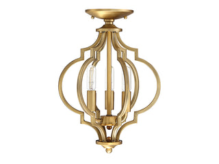 Msemi Three Light Convertible Semi-Flush/Pendant in Natural Brass