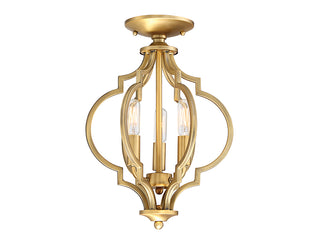 Msemi Three Light Convertible Semi-Flush/Pendant in Natural Brass