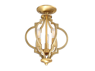 Msemi Three Light Convertible Semi-Flush/Pendant in Natural Brass