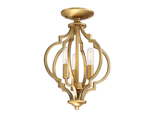 Msemi Three Light Convertible Semi-Flush/Pendant in Natural Brass