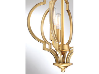 Msemi Three Light Convertible Semi-Flush/Pendant in Natural Brass
