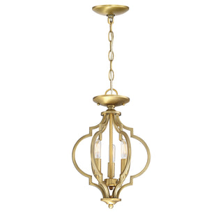Msemi Three Light Convertible Semi-Flush/Pendant in Natural Brass