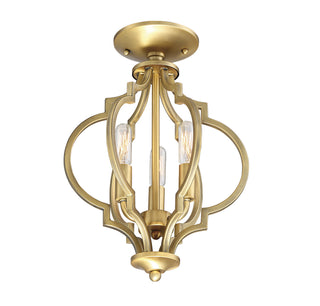 Msemi Three Light Convertible Semi-Flush/Pendant in Natural Brass