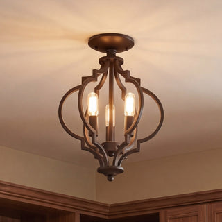 Msemi Three Light Convertible Semi-Flush/Pendant in Oil Rubbed Bronze