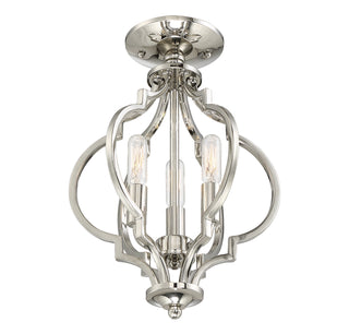 Msemi Three Light Convertible Semi-Flush/Pendant in Polished Nickel