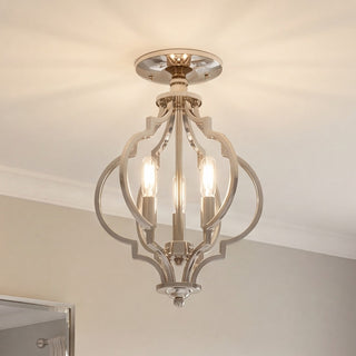 Msemi Three Light Convertible Semi-Flush/Pendant in Polished Nickel