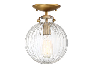 Msemi One Light Semi-Flush Mount in Natural Brass