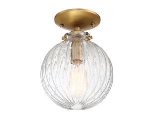 Msemi One Light Semi-Flush Mount in Natural Brass