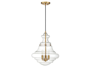 Mpend Three Light Pendant in Natural Brass