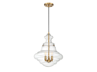 Mpend Three Light Pendant in Natural Brass