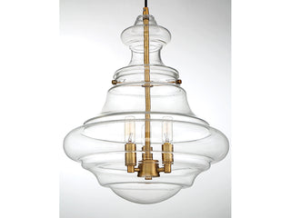Mpend Three Light Pendant in Natural Brass
