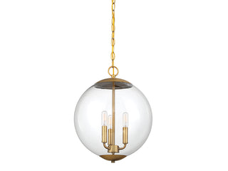 Mpend Three Light Pendant in Natural Brass