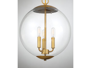 Mpend Three Light Pendant in Natural Brass